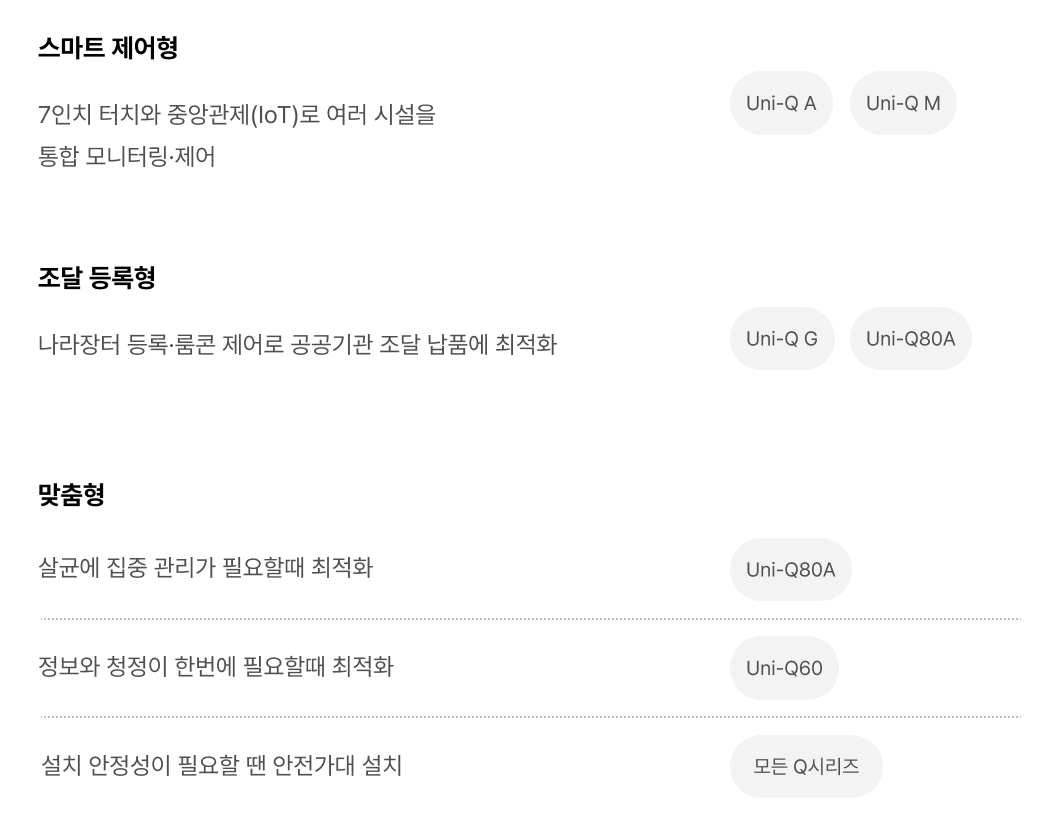 하나의 성능, 목적에 따른 선택